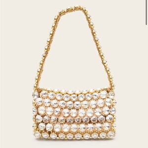 Vanina Clochette Baguette Gold Crystal Embellished Women's Bag